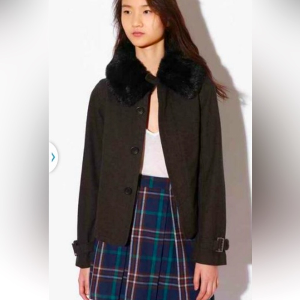 New Cooperative black jacket with faux fur collar